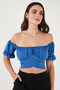 Regular Fit Madonna Collar Lacing Detailed Crop Blouse Bluz 6527017 - 6