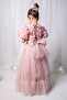 Clara Rose Embossed Crop Set with Bow on the Back and Long Tulle Skirt - 7
