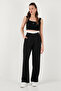 Relaxed Fit High Waist Wide Leg Trousers Pants 673P1012