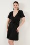 Waist-Tied Double-Breasted Collar Corded Fabric Dress Dress 5864505Y6 - 5