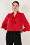 Tie Detailed V-Neck Chiffon Shirt SHIRT 611BZ0047 - 4