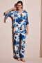 Patterned Regular Fit Three Quarter Sleeve V-Neck Bottom-Top Suit 5865357 - 2