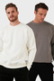 سترة رياضية للرجال بياقة دائرية وتصميم مموج، عبوة من قطعتين، موديل SWEAT 5905255S2