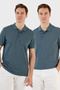Cotton Regular Fit Buttoned 2-Pack Polo Neck T-Shirt Men's Polo Neck T-Shirt
