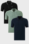 Cotton Regular Fit Stripe Detailed Buttoned Polo Collar 3-Pack t Shirt Men's t Shirt 5902118