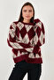 Oversize Fit Crew Neck Argyle Pattern Soft Texture Pullover Sweatshirt 4616223 - 3