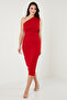 Patterned Slim Fit Midi Length One Shoulder Evening Dress Dress 5866202 - 5