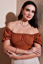 Regular Fit Madonna Collar Lacing Detailed Crop Blouse Bluz 6527017 - 3