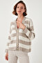 Regular Fit Striped V-Neck Buttoned Soft Acrylic Cardigan Cardigan 4615188 - 4
