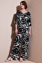 Patterned Regular Fit Three Quarter Sleeve V-Neck Bottom-Top Suit 5865357 - 2