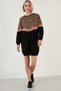 Leopard Patterned Color Blocked Oversize Crew Neck Tunic Women's Tunic 5863604 - 3
