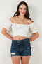 Regular Fit Madonna Collar Lacing Detailed Crop Blouse Bluz 6527017 - 5