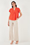 Guipure Detailed 100% Cotton Regular Fit V-Neck Blouse Bluz 611Bz0286 - 3