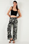 Patterned Standard Fit High Waist Wide Leg Pants Pants 5869019 - 6