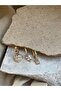 Gold Color Heart Stone Triple Earrings