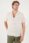 Linen Look Short Sleeve Apache Collar Regular Fit Shirt Men's SHIRT CF23S116775 - 6
