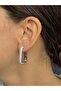 Silver Color Stone Rectangular Earrings - 2