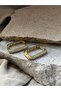 Gold Color Stone Rectangular Earrings - 4