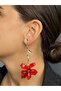 Red Flower Pendant Earrings - 2