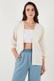 Cotton and Linen Blended Tassel Detailed Regular Fit Long Kimono Cardigan Cardigan 5869015 - 3