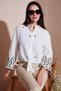 Cotton Embroidered Waist Tied Judge Collar Shirt Shirt 6110097 - 4