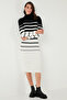 Striped Wool Blended Turtleneck Midi Length Dress Dress 66910251