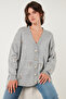Flower Embroidered Oversize Fit V-Neck Buttoned Cardigan Cardigan 4616191