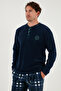 Regular Fit Crew Neck Winter Soft Textured Fleece Pajama Set Men's PAJAMA SET 6096 - 3