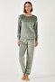 Standard Fit Crew Neck Soft Velvet Pajama Set Pajama Set 6094202 - 5