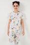 100% Cotton Crew Neck Short Sleeve Pajamas Set Girl's Suit6651004 - 6