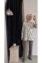 Women's Gray Patterned Midi Hijab Modal Shirt