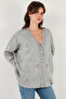Flower Embroidered Oversize Fit V-Neck Buttoned Cardigan Cardigan 4616191 - 5
