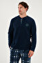 Regular Fit Crew Neck Winter Soft Textured Fleece Pajama Set Men's PAJAMA SET 6096 - 5