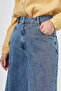 Washable Wide Leg Denim Trousers Blue - 6