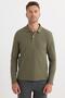 Men's standard fit comfortable cut cotton soft textured plain pique long sleeve khaki polo collar sweatshirt