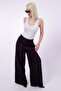 Black Front Pleated Palazzo Women's Trousers Sh243 - 5