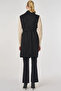 Suede Vest with Stitching Detail Black - 4