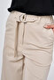 Metal Buckle Rayon Trousers Stone - 6
