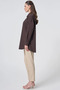 Shirt Collar Basic Poplin Tunic Dark Brown - 4