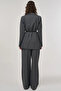 Plaid Pattern Double Breasted Belted Jacket Anthracite - 5