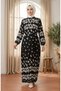 Viscose Fabric Bow Patterned Hijab Dress 0338-07 Black Mink - 2