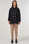 Double Breasted Closure Jacket with Elasticated Cuffs and Shoulder Detail Black - 3