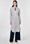 Stripe Pattern Cotton Long Tunic Black