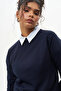 Basic Knitwear Blouse Navy Blue - 3