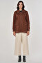 Zippered Suede Jacket Camel - 3