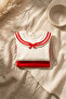 Nora Marine Sailor Collared Red-Cream Baby Set - Soft Textured Cotton Red Top and Bottom Combination - 7