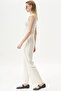 Pleated Pocket Detailed Basic Trousers Ecru - 4