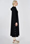 Hooded Detailed Modal Long Tunic Black - 6