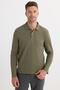 Men's standard fit comfortable cut cotton soft textured plain pique long sleeve khaki polo collar sweatshirt - 6