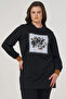 Visually Printed Rayon Sweatshirt Black